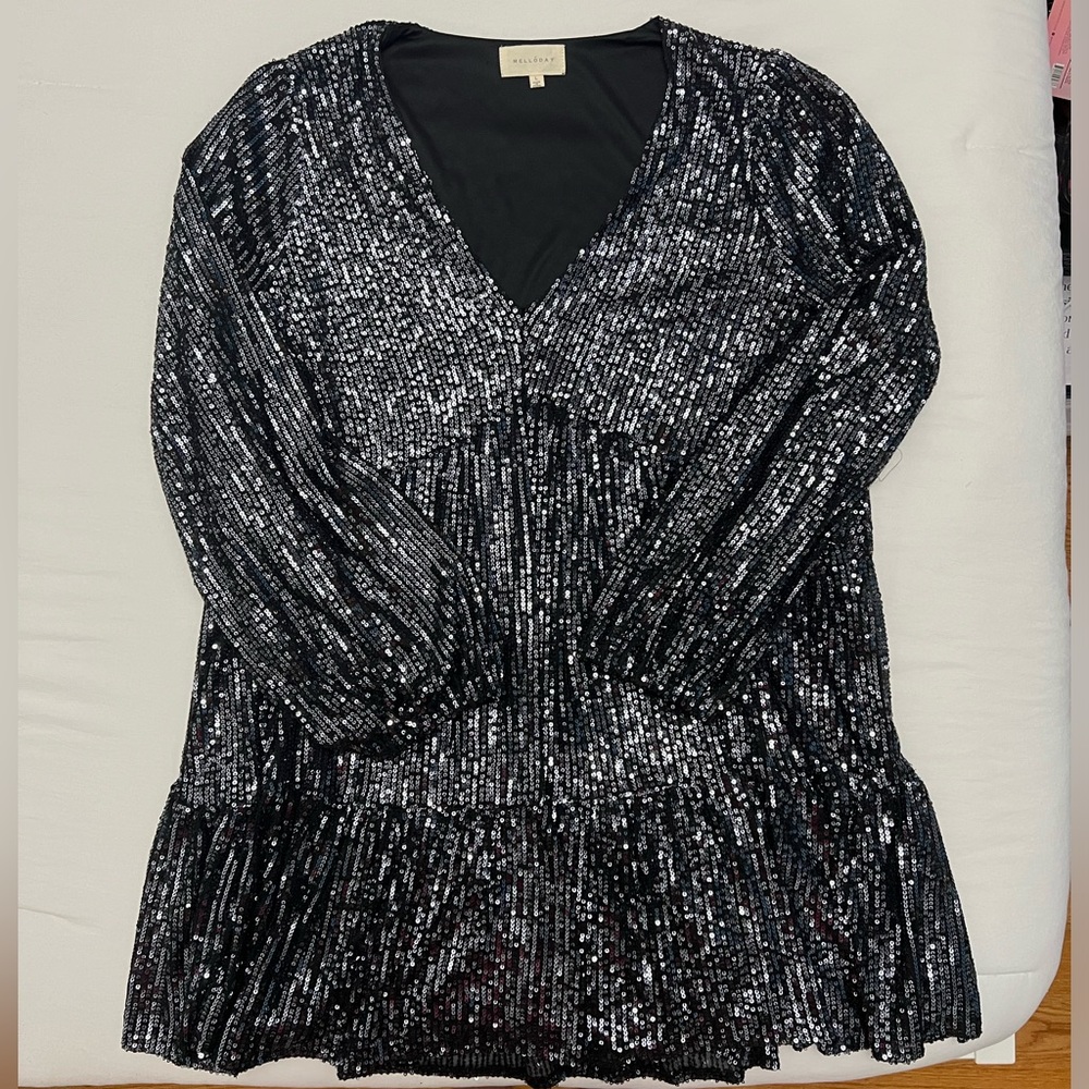 Sequin Long Sleeve Mini Dress